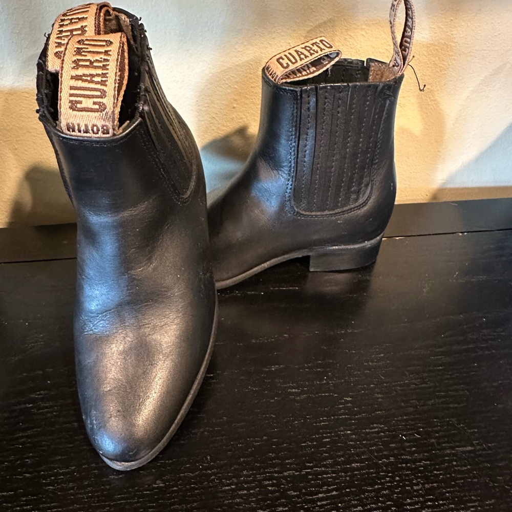 Black Leather Ankle Boots for Women